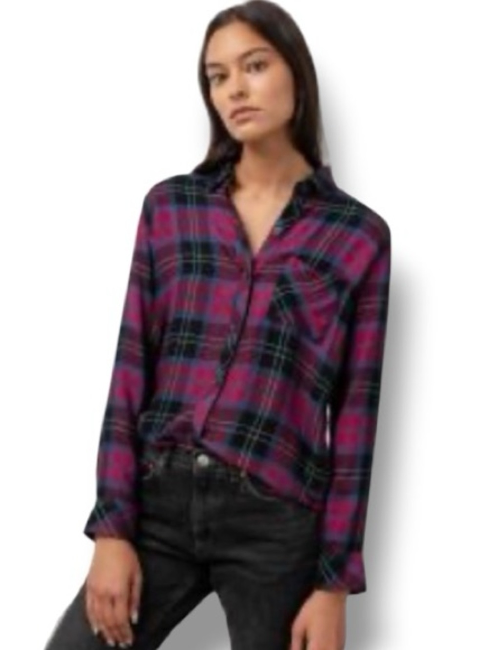 Rails Hunter Midnight Ultramarine Berry Rayon Flannel Button Front Shirt Small